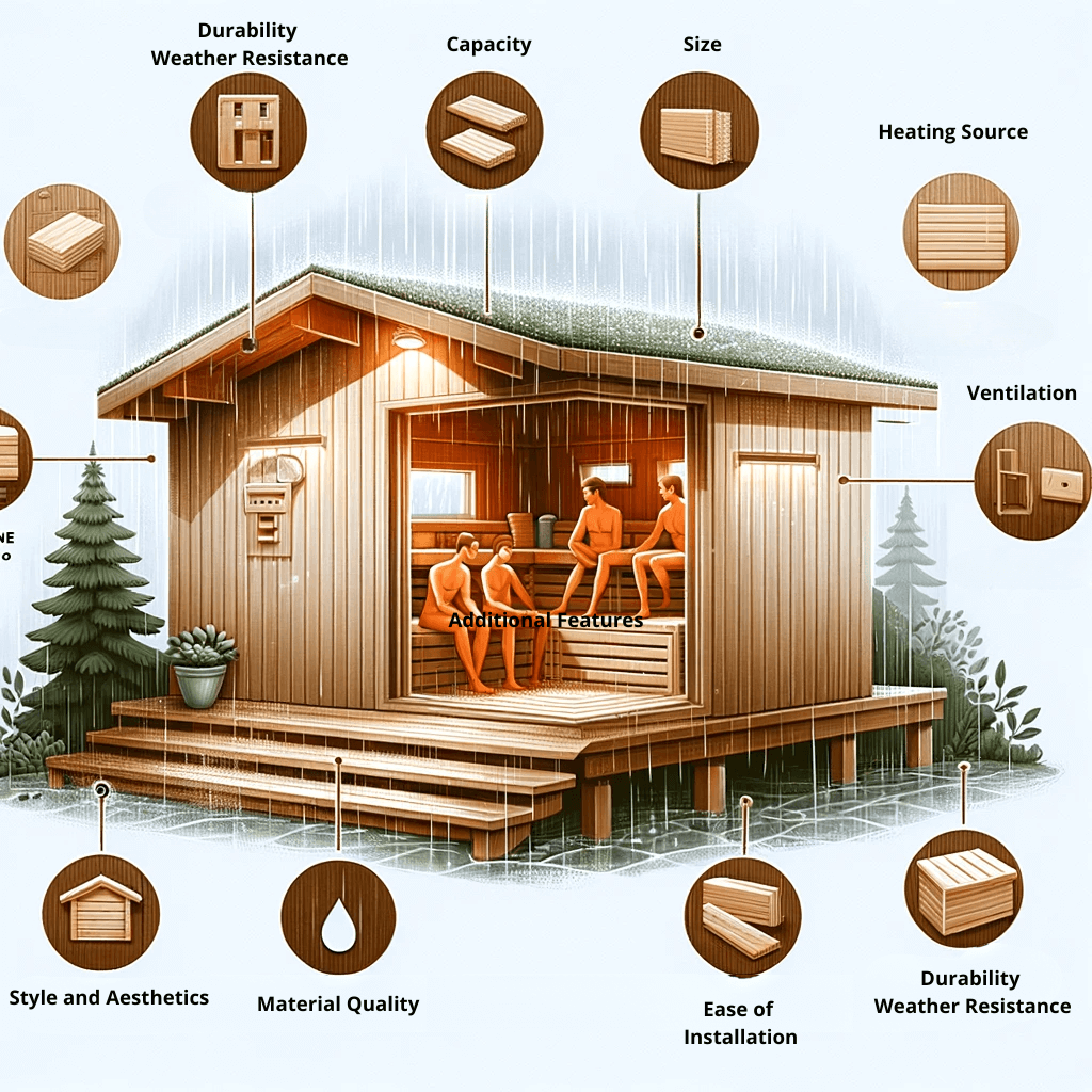 A list of Key Features for outdoor saunas