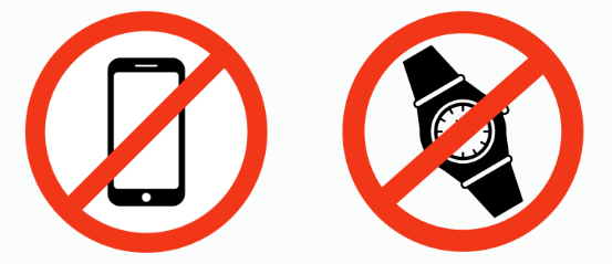 Symbols for No Phone and No Jewelry